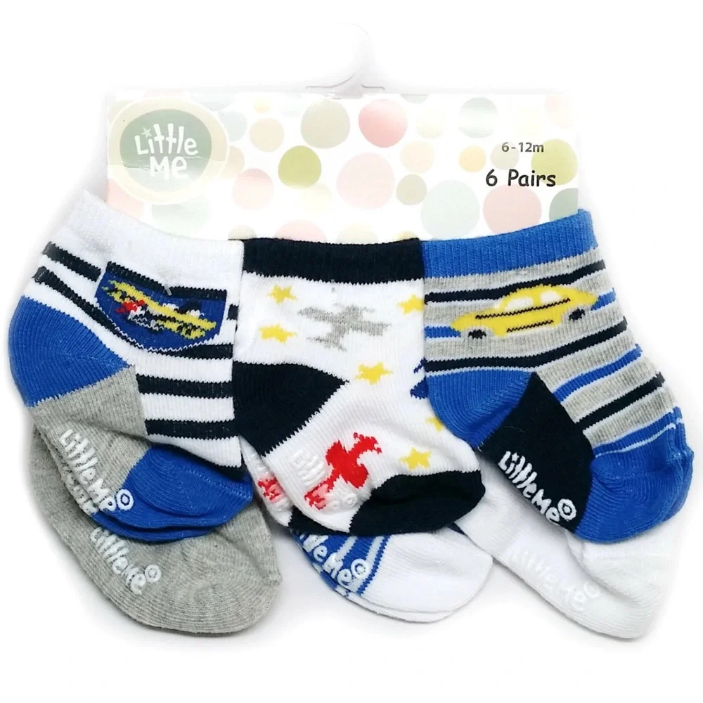 6 Pairs Little Me Colorful Baby Socks